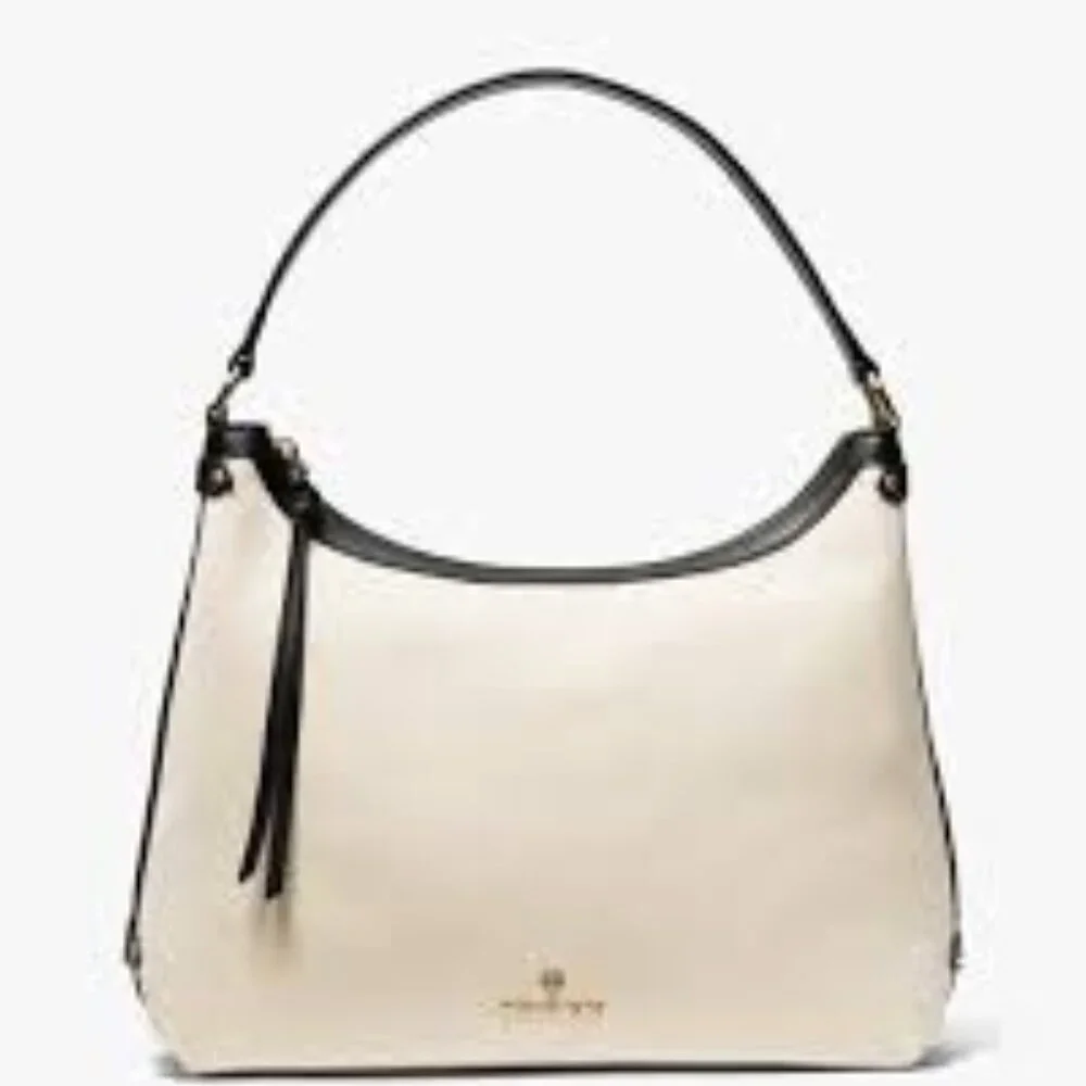 SALE! ✅ Michael Kors MAEVE Large Hobo Bag Natural / Black⭐ NWT - Picture 1 of 12